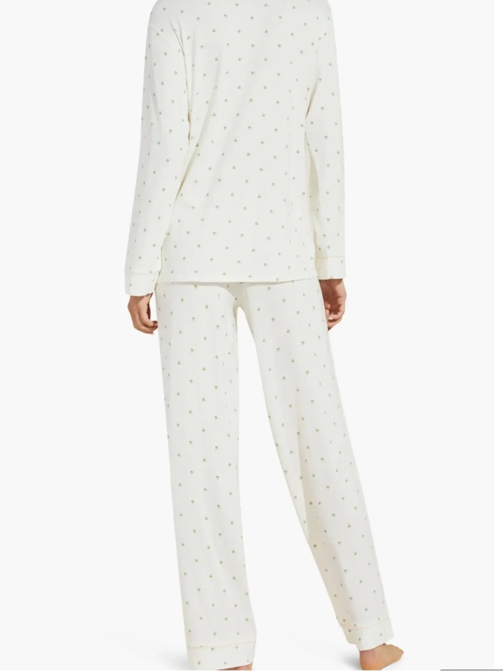 Eberjey Giving Palm Modal Pajama Set Long PJ Set Pink Cream Green Size M Set - Picture 3 of 5